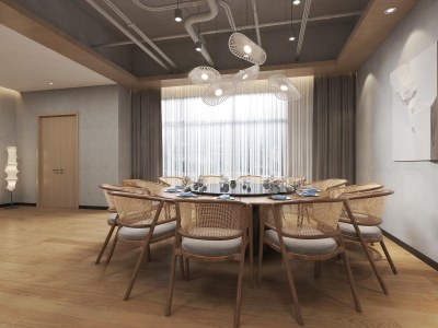 侘寂风包厢3D模型下载